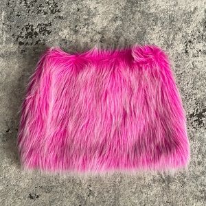 TRIPP NYC Pink Fuzzy Mini Skirt Size Med Vintage